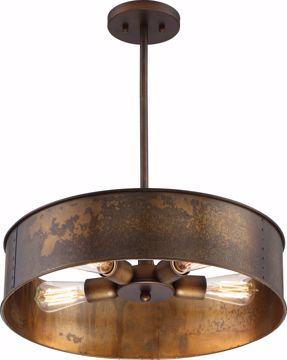 Picture of NUVO Lighting 60/5894 Kettle - 4 Light Pendant with 60w Vintage Lamps Included; Weathered Brass Finish
