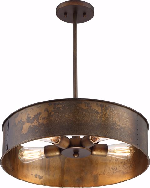 Picture of NUVO Lighting 60/5894 Kettle - 4 Light Pendant with 60w Vintage Lamps Included; Weathered Brass Finish