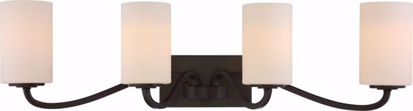 Picture of NUVO Lighting 60/5971 Willow 4 Light Vanity - Forest Bronze with White Glass