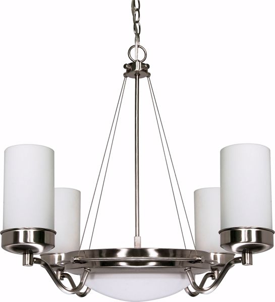 Picture of NUVO Lighting 60/607 Polaris - 6 Light - 29" - Chandelier - with Satin Frosted Glass Shades
