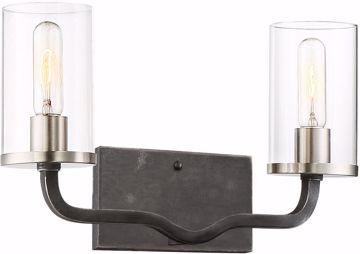 Picture of NUVO Lighting 60/6122 Sherwood - 2 Light Vanity - 16" - Iron Black with Brushed Nickel Accents