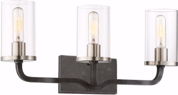 Picture of NUVO Lighting 60/6123 Sherwood - 3 Light Vanity - 24" - Iron Black with Brushed Nickel Accents