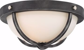 Picture of NUVO Lighting 60/6126 2 Light - Sherwood Flush Mount Fixture - Iron Black with Brushed Nickel Accents Finish - Frosted Etched Glass