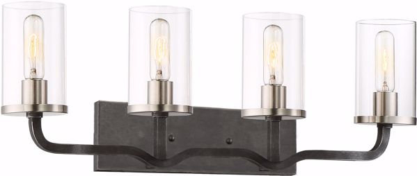 Picture of NUVO Lighting 60/6129 Sherwood - 4 Light Vanity - 32" - Iron Black with Brushed Nickel Accents