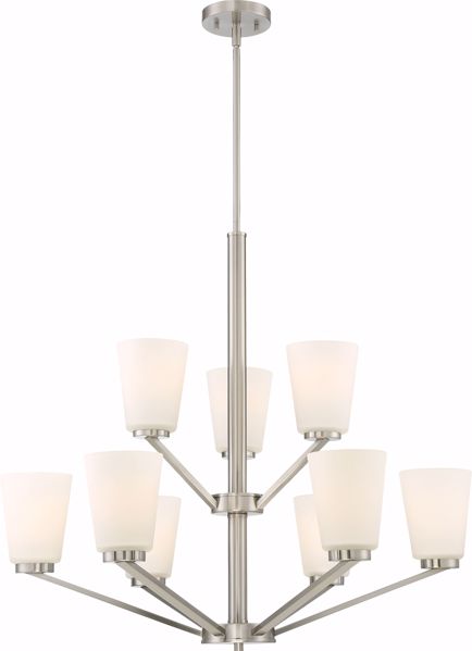 Picture of NUVO Lighting 60/6249 Nome 9 Light Chandelier Fixture - Brushed Nickel Finish