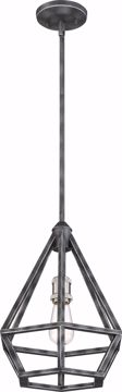 Picture of NUVO Lighting 60/6263 Orin 1 Light Pendant Fixture - Iron Black with Brushed Nickel Accents Finish