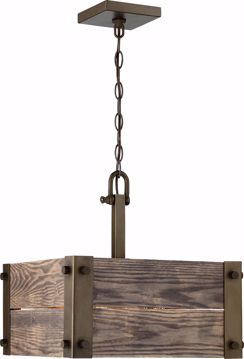 Picture of NUVO Lighting 60/6423 Winchester - 4 Light Square Pendant With Aged Wood