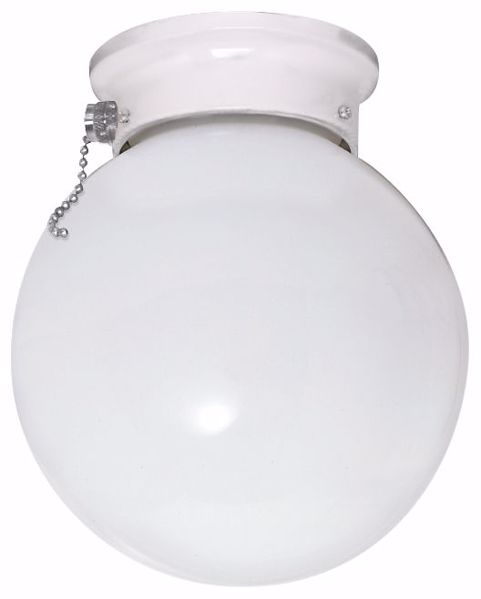 Picture of NUVO Lighting 60/712 1 Light - 6" - Ceiling Fixture - White Ball with Pull Chain Switch