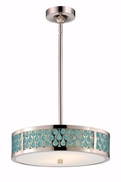 Picture of NUVO Lighting 62/146 Raindrop - 2 Module Small Pendant with White Glass and removable Aquamarine insert