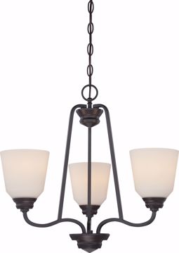 Picture of NUVO Lighting 62/379 Calvin - 3 Light Chandelier with Satin White Glass - LED Omni Included