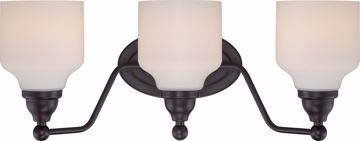 Picture of NUVO Lighting 62/398 Kirk - 3 Light Vanity Fixture with Satin White Glass - LED Omni Included
