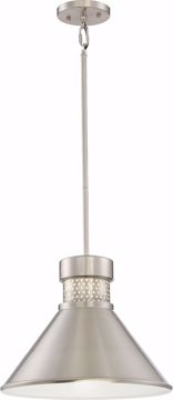 Picture of NUVO Lighting 62/852 Doral - Large LED Pendant; Brushed Nickel / White Accent Finish