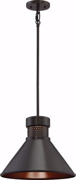 Picture of NUVO Lighting 62/857 Doral - Large LED Pendant; Dark Bronze / Copper Accent Finish