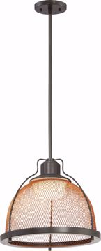 Picture of NUVO Lighting 62/887 Tex - Large LED Pendant ; Dark Bronze / Copper Mesh Finish