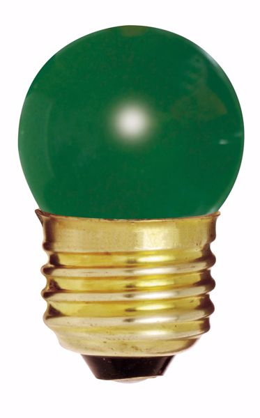 Picture of SATCO S3609 7 1/2W S11 Standard GREEN Incandescent Light Bulb