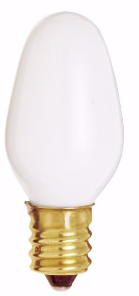 Picture of SATCO S3792 7W C7 CAND WHT Incandescent Light Bulb