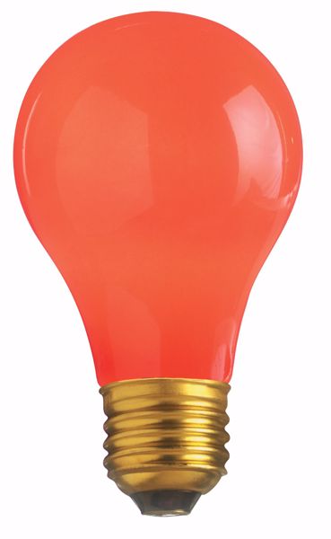 Picture of SATCO S4984 60W A19 Standard RED CERAMIC Incandescent Light Bulb