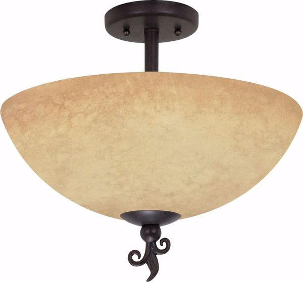 Picture of NUVO Lighting 60/042 Tapas - 3 Light - 16" - Semi-Flush - with Tuscan Suede Glass