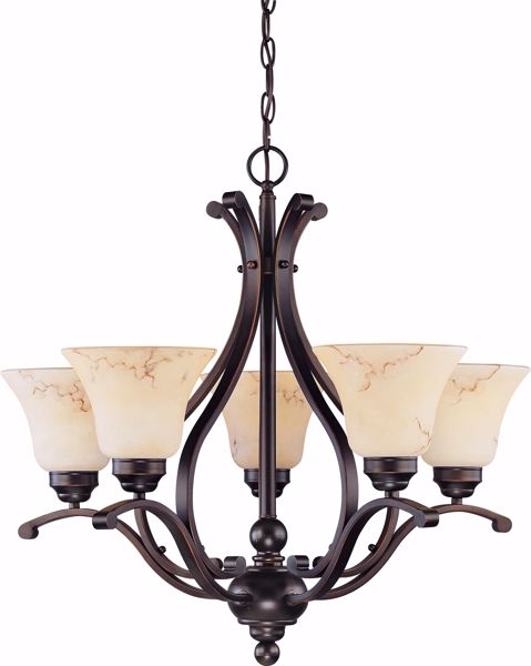 Picture of NUVO Lighting 60/1402 Anastasia - 5 Light 24" Chandelier with Honey Marble Glass