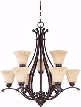 Picture of NUVO Lighting 60/1403 Anastasia - 9 Light 2 Tier 34" Chandelier with Honey Marble Glass