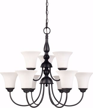 Picture of NUVO Lighting 60/1843 Dupont - 9 light 2 Tier 27" Chandelier with Satin White Glass