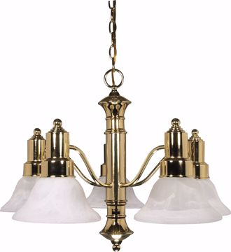 Picture of NUVO Lighting 60/193 Gotham - 5 Light - 25" - Chandelier - with Alabaster Glass Bell Shades