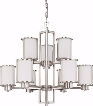 Picture of NUVO Lighting 60/2855 Odeon - 6 + 3 Light Chandelier with Satin White Glass