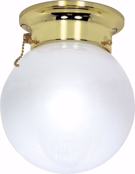 Picture of NUVO Lighting 60/295 1 Light - 6" - Ceiling Mount - White Ball with Pull Chain Switch