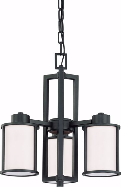 Picture of NUVO Lighting 60/2976 Odeon - 3 Light (convertible up/down) Chandelier with Satin White Glass