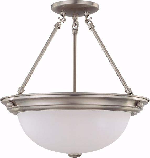 Picture of NUVO Lighting 60/3246 3 Light 15" Semi-Flush with Frosted White Glass