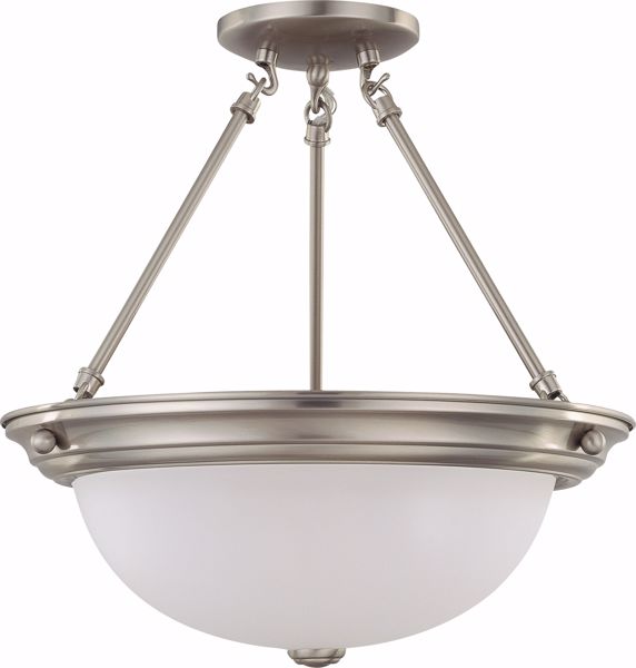 Picture of NUVO Lighting 60/3296 3 Light 15" Semi-Flush with Frosted White Glass - (3) 13w GU24 Lamps Included