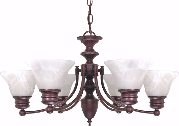 Picture of NUVO Lighting 60/358 Empire - 6 Light - 26" - Chandelier - with Alabaster Glass Bell Shades
