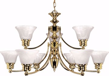 Picture of NUVO Lighting 60/361 Empire - 9 Light - 32" - Chandelier - with Alabaster Glass Bell Shades; 2 Tier