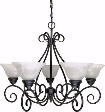 Picture of NUVO Lighting 60/380 Castillo - 5 Light - 28" - Chandelier - with Alabaster Swirl Glass