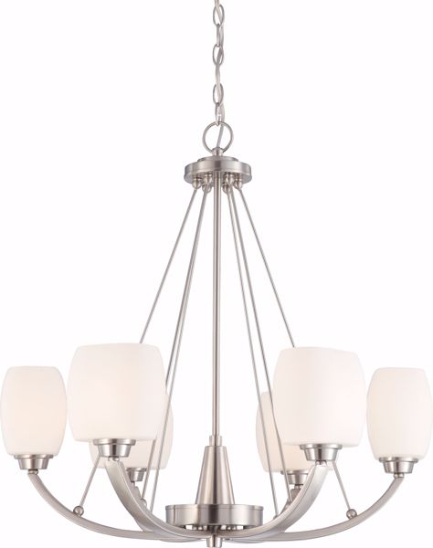Picture of NUVO Lighting 60/4186 Helium - 6 Light Chandelier with Satin White Glass