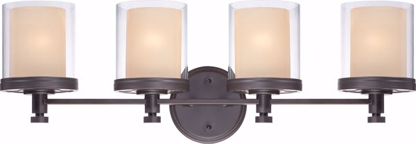 Picture of NUVO Lighting 60/4544 Decker - 4 Light Vanity Fixture with Clear & Cream Glass