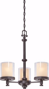 Picture of NUVO Lighting 60/4547 Decker - 3 Light Chandelier with Clear & Cream Glass