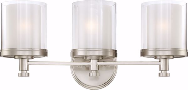 Picture of NUVO Lighting 60/4643 Decker - 3 Light Vanity Fixture with Clear & Frosted Glass