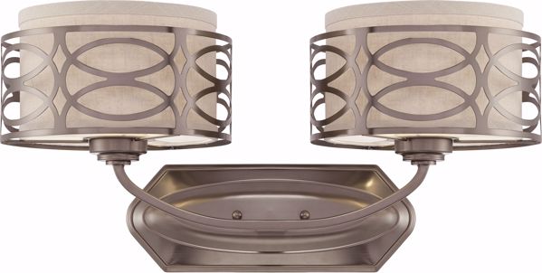 Picture of NUVO Lighting 60/4722 Harlow - 2 Light Vanity Fixture with Khaki Fabric Shades