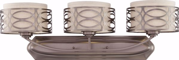 Picture of NUVO Lighting 60/4723 Harlow - 3 Light Vanity Fixture with Khaki Fabric Shades