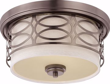 Picture of NUVO Lighting 60/4727 Harlow - 2 Light Flush Dome Fixture with Khaki Fabric Shade