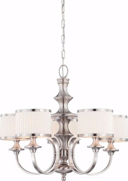 Picture of NUVO Lighting 60/4735 Candice - 5 Light Chandelier with Pleated White Shades