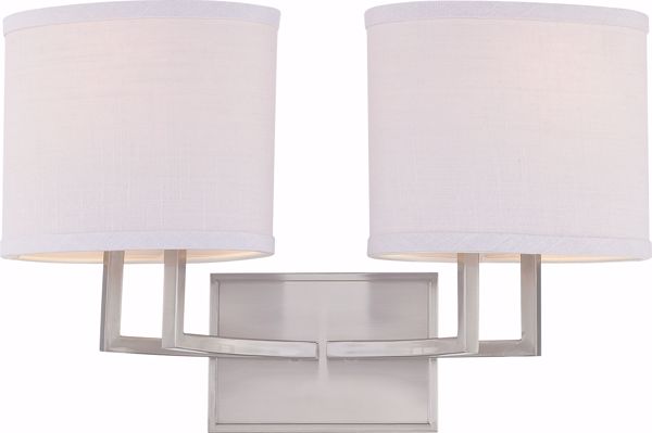 Picture of NUVO Lighting 60/4752 Gemini - 2 Light Vanity Fixture with Slate Gray Fabric Shades