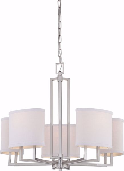 Picture of NUVO Lighting 60/4755 Gemini - 5 Light Chandelier with Slate Gray Fabric Shades