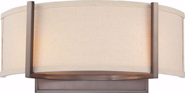 Picture of NUVO Lighting 60/4854 Gemini - 2 Light Wall Sconce with Khaki Fabric Shade