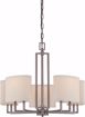 Picture of NUVO Lighting 60/4855 Gemini - 5 Light Chandelier with Khaki Fabric Shades