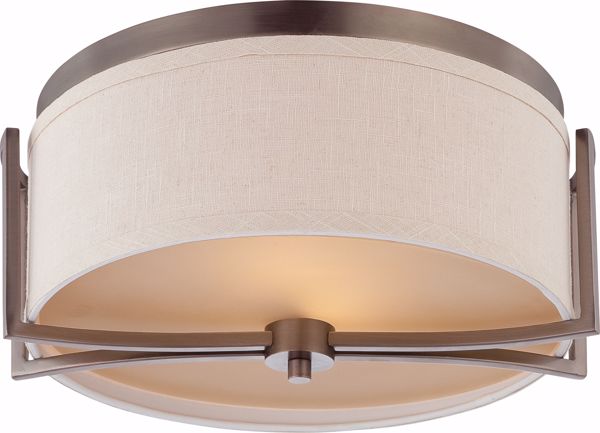 Picture of NUVO Lighting 60/4861 Gemini - 2 Light Flush Dome Fixture with Khaki Fabric Shade