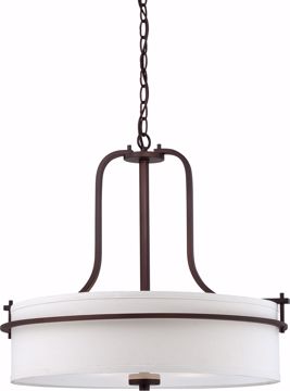 Picture of NUVO Lighting 60/5008 Loren - 3 Light Pendant with White Linen Shade