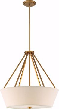 Picture of NUVO Lighting 60/5841 4 Light - Seneca 22" Pendant - Natural Brass Finish - Almond Mesh Fabric Shade - Etched Glass Diffuser