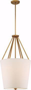 Picture of NUVO Lighting 60/5844 3 Light - Seneca 17" Pendant - Natural Brass Finish - Almond Mesh Fabric Shade - Etched Glass Diffuser